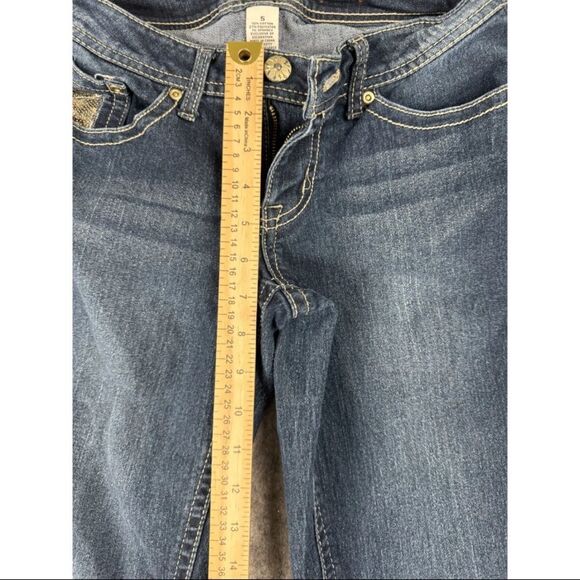 Mudd Jeans Youth Sz 5 Blue Denim Dark Wash Cotton Stretch Flared-Leg 5-Pockets - Picture 4 of 6